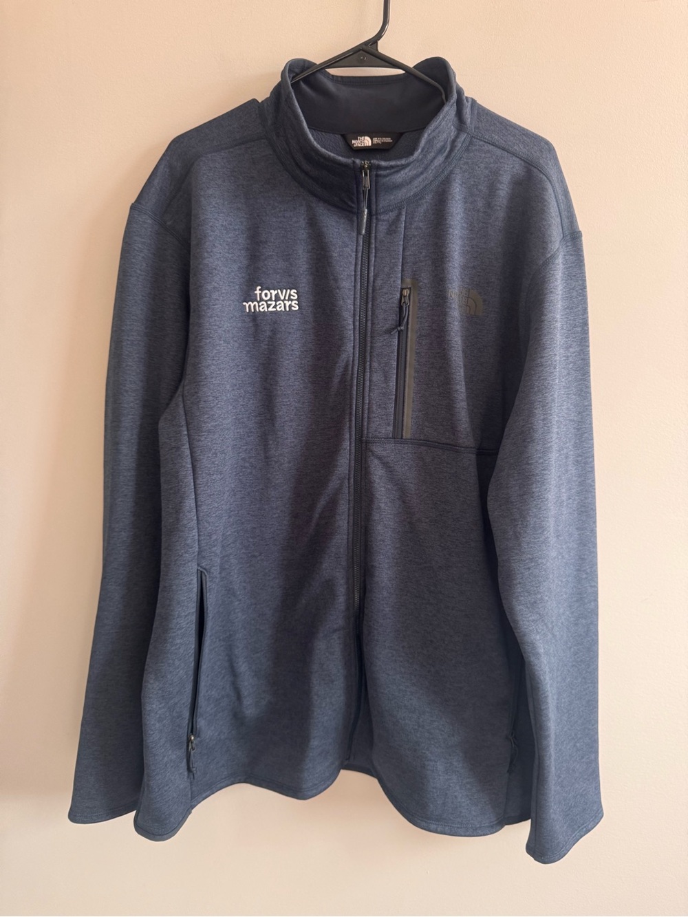 The North Face Men’s 2XL Blue Full Zip Fleece Jacket Forvis Mazars Logo